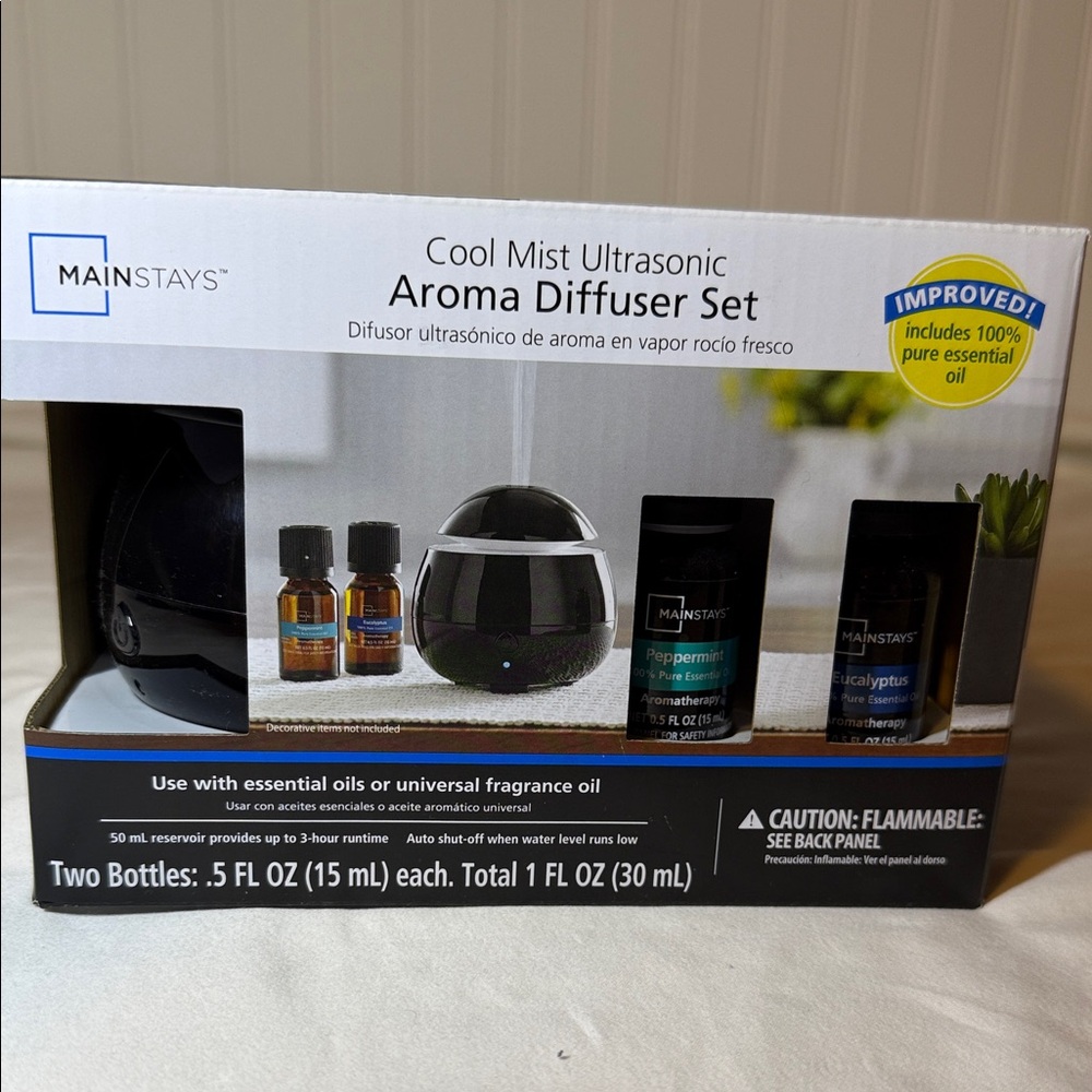Mainstays Ultrasonic Aroma Diffuser Set - Black and Blue
